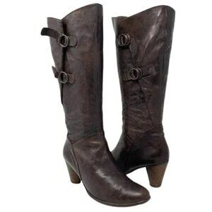 Gabor Davos Gomma Brown Leather Knee High Buckle Boots #290481 - Size 7.5